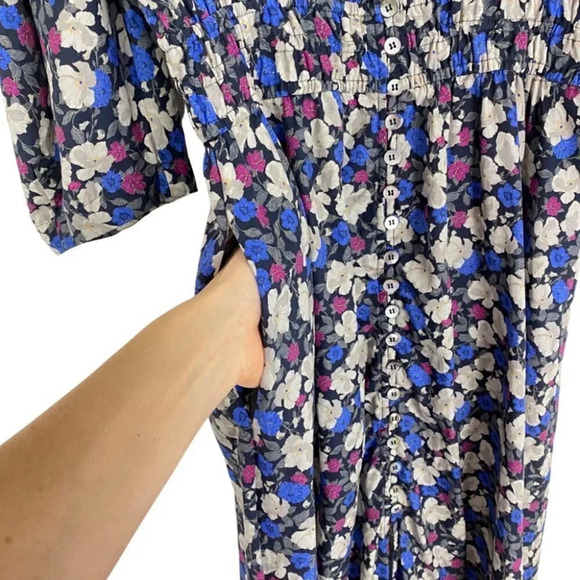 The Westside California Inspired Floral Midi Dress Size Large Silk Cotton EUC - Picture 6 of 14